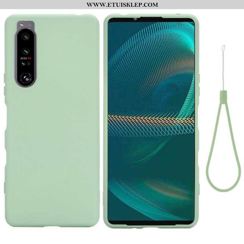 Etui do Sony Xperia 1 IV z Łańcuch Płynny Silikon W Paski